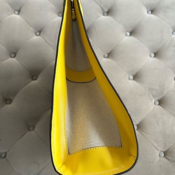 Tory Burch Leather Trim Canvas Tote Bag yellow - Picture 4 of 7